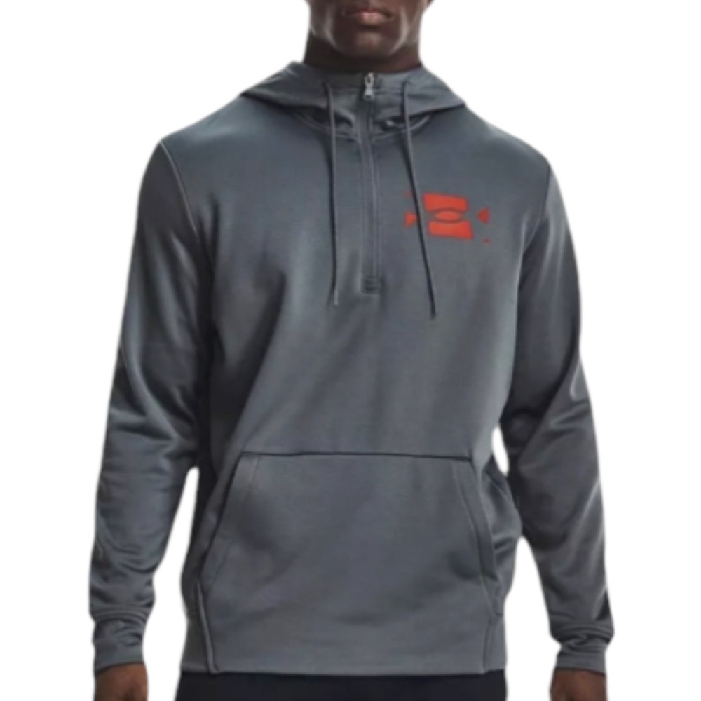 Under Armour gray red logo quarter zip loose fit hoodie sweatshirt size small